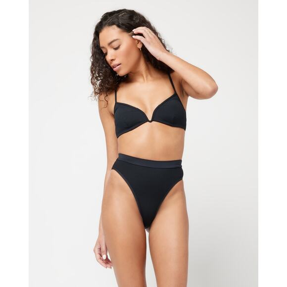 L*Space Frenchi Ribbed Bottom Bitsy in Black S NWT
